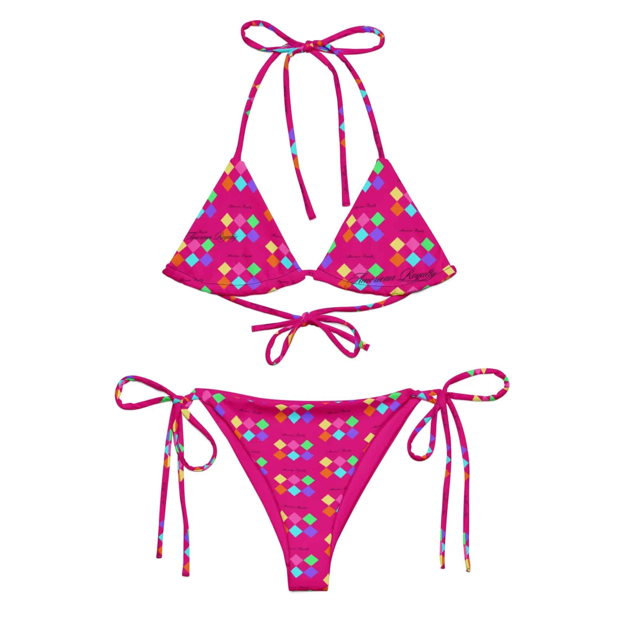 All-over print recycled string bikini - American Royalty US