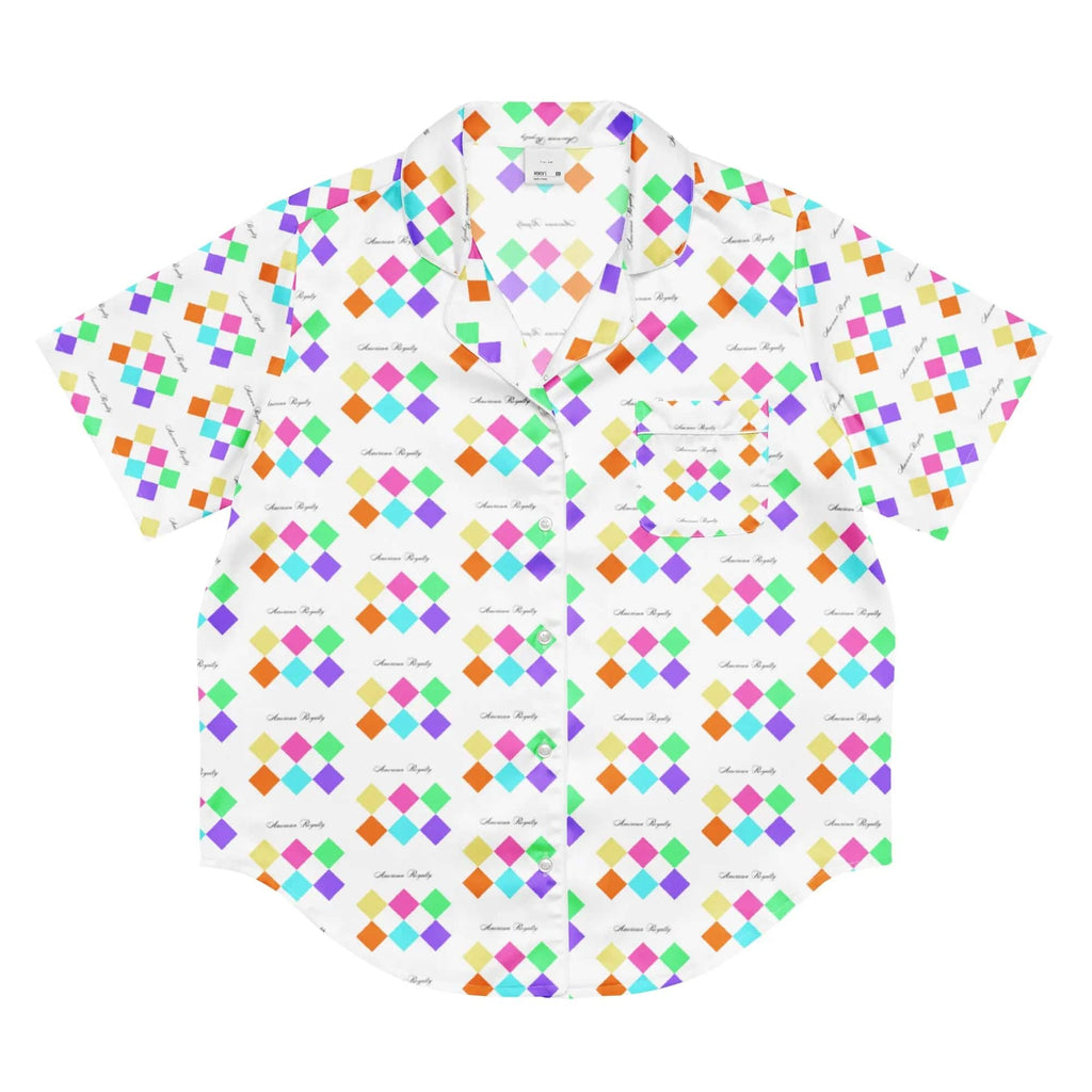 All-over print women’s short sleeve pajama top - American Royalty US